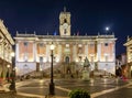 Statue of Marcus Aurelius and Conservators Palace (Palazzo dei Conservatori) on Capitoline Hill at night, Rome, Italy