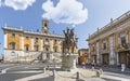 Statue of Marcus Aurelius on Piazza Campidoglio Royalty Free Stock Photo