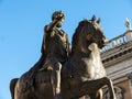 Statue of Marcus Aurelius in the Piazza on the Capitoline Hill in Rome Italy