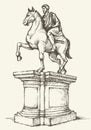 Statue of of Marcus Aurelius. Vector drawing