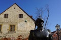 The Statue of Marija JuriÃâ¡ Zagorka with sun dial wall in Zagre