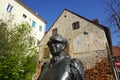 The Statue of Marija JuriÃâÃ¢â¬Â¡ Zagorka with sun dial wall in Zagre