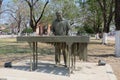 Statue of a marimba player