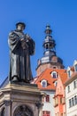 Statue of Martin Luther in front of the Andreas church in Eisleben