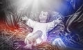 The statue of Mary Joseph and Jesus, Jesus` birthday baby is a statue of Maria and Joseph and Jesus, a newborn baby. There is a be Royalty Free Stock Photo