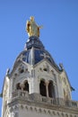 Statue of Mary on top of Chapel de la Vierge at Basilica of Notre Dame de Fourviere in Lyon, France Royalty Free Stock Photo