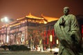Statue of Master Xuan Zang in metropolis Royalty Free Stock Photo