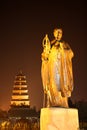 Statue of Master Xuan Zang in night Royalty Free Stock Photo