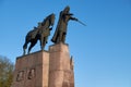 Statue of Medieval Duke Gediminas on Cathedral Square, Vilnius, Lithuania Royalty Free Stock Photo