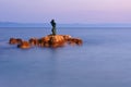 Statue of the mermaid in Podgora in evening