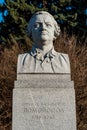 Statue of Mikhail Vasilyevich Lomonosov in front of of the Moscow University. Russian poet, scientist, and grammarian who is