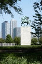 Statue Mir Peace, gift of Yugoslavia, in the UN Gift Garden, New York, NY, USA