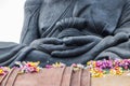 Statue monk buddhist saint sitting with meditation Royalty Free Stock Photo