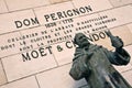 Statue of monk Dom Perignon, at the entrance of the Champagne house MoÃÂ«t & Chandon in Epernay France