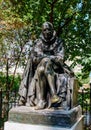 Statue of Montaigne at Square Paul Painleve in Paris, France Royalty Free Stock Photo