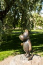 The statue of Moomintroll, Mumipeikko in Sorsapuisto park Royalty Free Stock Photo
