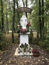A Statue Of The Most Blessed Virgin Mary Is Adorned With Flowers - Otwock - Poland - Polska
