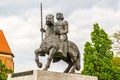 Statue of mounted King Boleslaw Chrobry in Wroclaw Poland