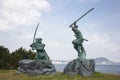 Statue of Musashi Miyamoto and Kojiro Sasaki Royalty Free Stock Photo