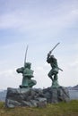 Statue of Musashi Miyamoto and Kojiro Sasaki Royalty Free Stock Photo