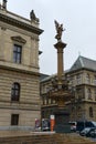 The statue of the Muse next to the Rudolfinum in Prague.