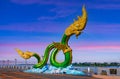 Statue of Naga, a landmark of Nong Khai Province, Thailand