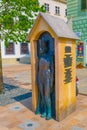 Statue of napoleon soldier in a guarding booth situate on the mian square (hlavne namestie) in Bratislava Royalty Free Stock Photo