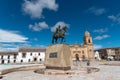 Statue of the national hero of Colombia in the main square of Tunja. Colombia.