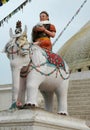 Statue near Bodnath stupa in Nepal, Katmandu Royalty Free Stock Photo