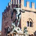 Statue of Neptune in Bologna city in sunny day