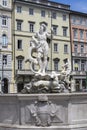 Statue of Neptune on fountain in the piazza della Borsa in Trie