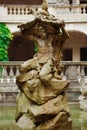 Statue of Neptune, Grotta fountain in Grebovka, Havlicek Gardens, Prague, Czech Republic, Sculpture of mythical god Royalty Free Stock Photo