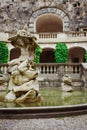 Statue of Neptune, Grotta fountain in Grebovka, Havlicek Gardens, Prague, Czech Republic, Sculpture of mythical god Royalty Free Stock Photo