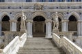 Statue of Neptune and Mars at the Giants Staircase at the Doges Palace Palazzo Ducale in Venice Royalty Free Stock Photo