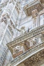 Statue of the New law above the main entrance of Milan`s Duomo Cathedral Royalty Free Stock Photo
