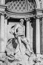 Statue of Oceanus in the center of the Trevi fountain by Nicola Salvi and Giuseppe Pannini in 1762 Rome, Italy Royalty Free Stock Photo