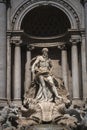 Statue of Oceanus in fontana di Trevi. Close up of the main sculpture of Trevi fountain in Rome, Italy Royalty Free Stock Photo