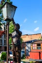 Statue of Old Lamplighter, igniting lights on streets of Tbilisi Royalty Free Stock Photo