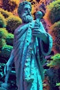 A statue of an old norse scandinavian pagan god of poetry Bragi. Generative AI image.