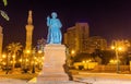 Statue of Omar Makram near the Mosque on Tahrir square in Cairo Royalty Free Stock Photo