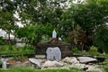 Statue of Our lady of grace virgin Mary view with natural background in the rock cave at Thailand Royalty Free Stock Photo