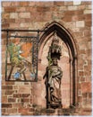 Statue outside the Cathedral in Kaisersbourg, Alsace, France Royalty Free Stock Photo