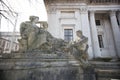 A statue outside the Glamorgan Building, Cardiff University, Wales in the UK