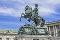 A statue outside the Hofburg Complex Imperial Palace depicts Prince Eugene of Savoy astride a rampant horse, Vienna, Austria Royalty Free Stock Photo