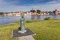 Statue overlooking the Schlei river and Kappeln Royalty Free Stock Photo