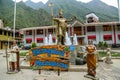 Statue of Pachacuti at Aguas Calientes welcoming to Machu Picchu in Peru