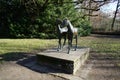 Statue with a pair of horses in the Wuhlheide park. 12459 Berlin, Germany