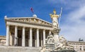 Statue of Pallas Athena with golden helmet near Parliament, Vienna