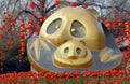 Statue of a panda and cub at the entrance to Chengdu Panda Reserve Chengdu Research Base of Giant Panda Breeding.