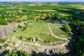 Statue park in Villany Nagyharsany view from above aerial with vineyards